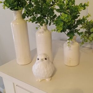 White Ceramic Vases Set Of 3
